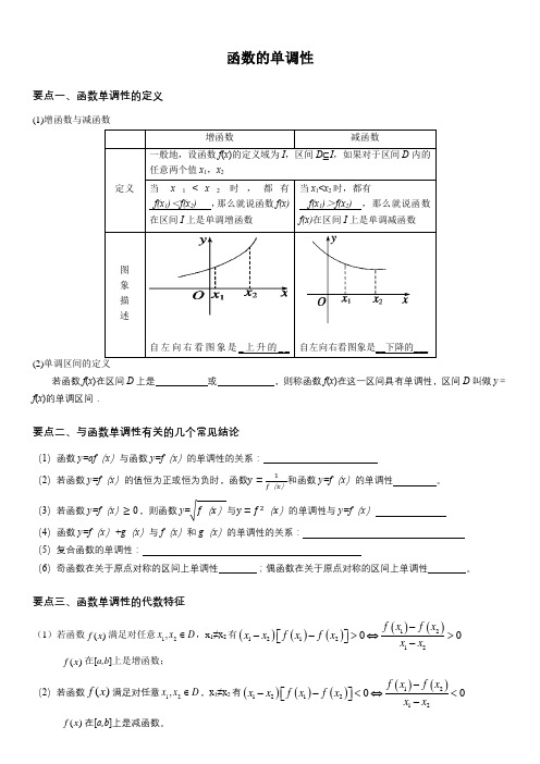 《函数的单调性》知识点及典型例题总结