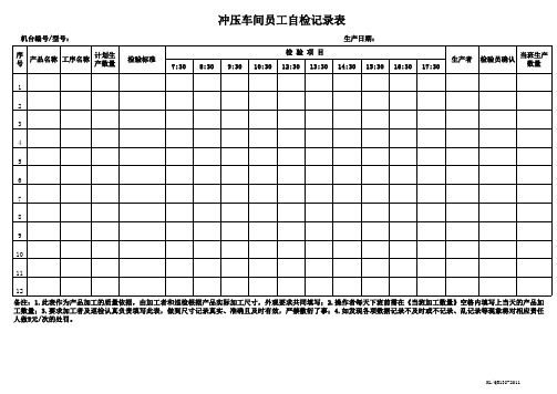 冲压自检记录表