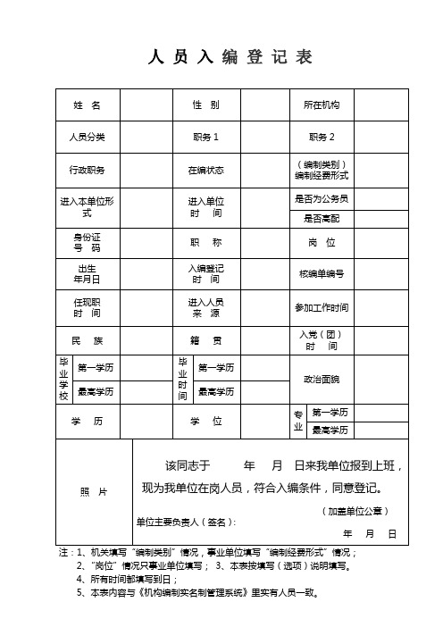 人员入编登记表