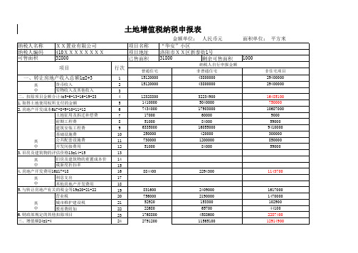 土地增值税纳税申报表及明细表