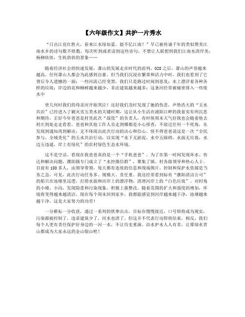【六年级作文】共护一片秀水