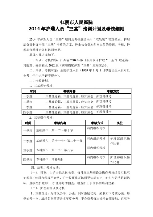 护理三基培训计划