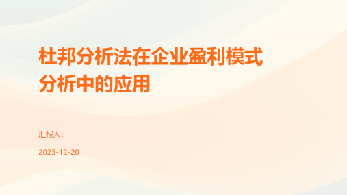 杜邦分析法在企业盈利模式分析中的应用