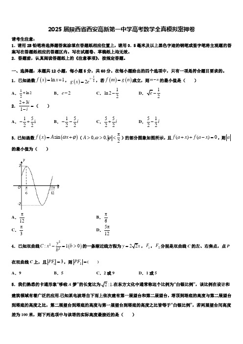 2025届陕西省西安高新第一中学高考数学全真模拟密押卷含解析