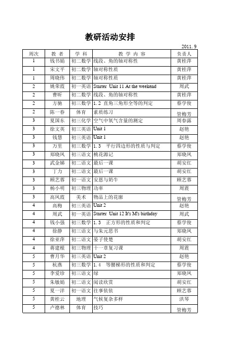 教研活动安排2011[1].9