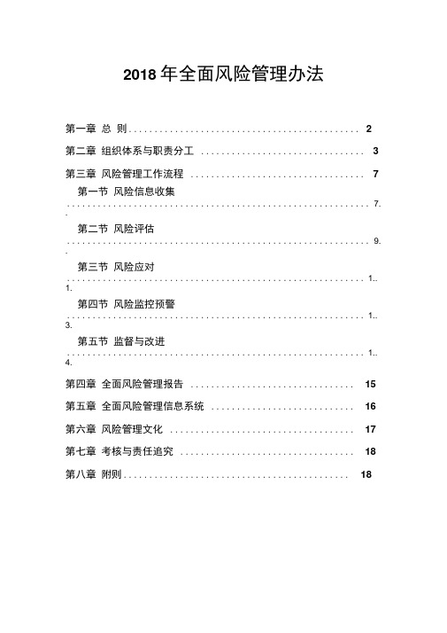 2018年全面风险管理办法