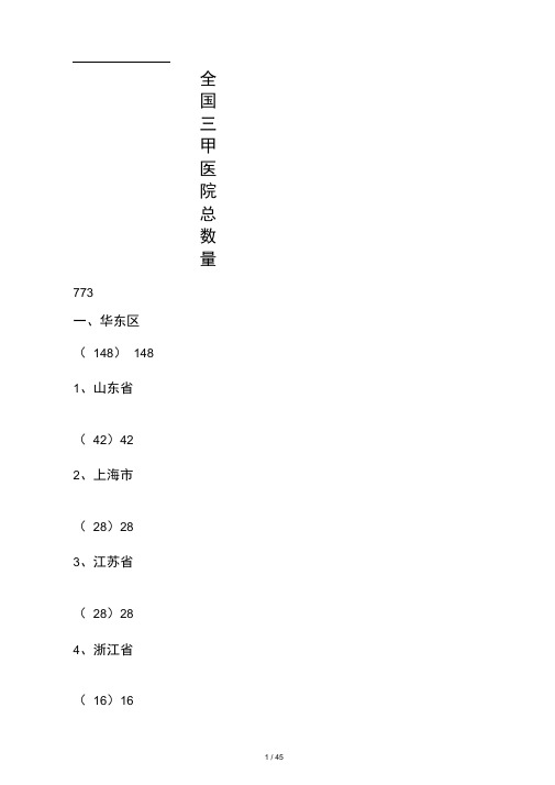 全国三甲医院总数量