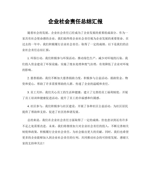 企业社会责任总结汇报