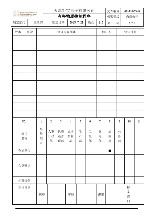 GP-P-035有害物质控制程序