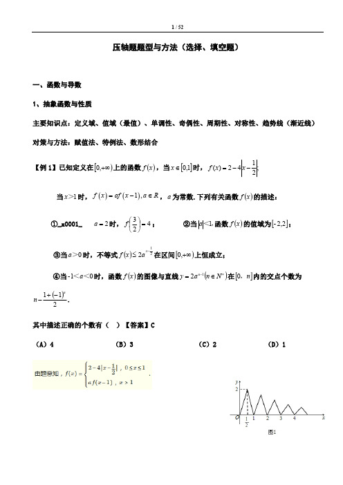 高中数学压轴题题型与方法(选择、填空题)