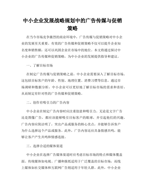 中小企业发展战略规划中的广告传媒与促销策略