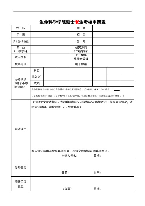 中山大学研究生专项奖学金审批表