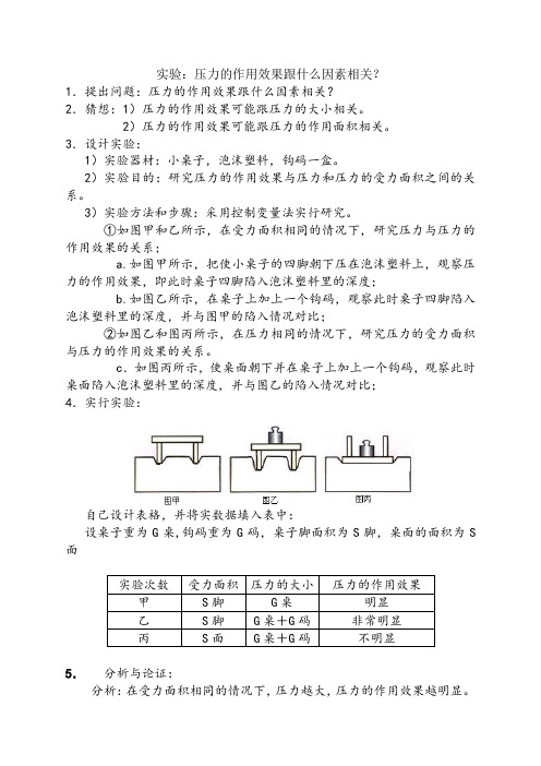 压力的作用效果跟什么因素有关