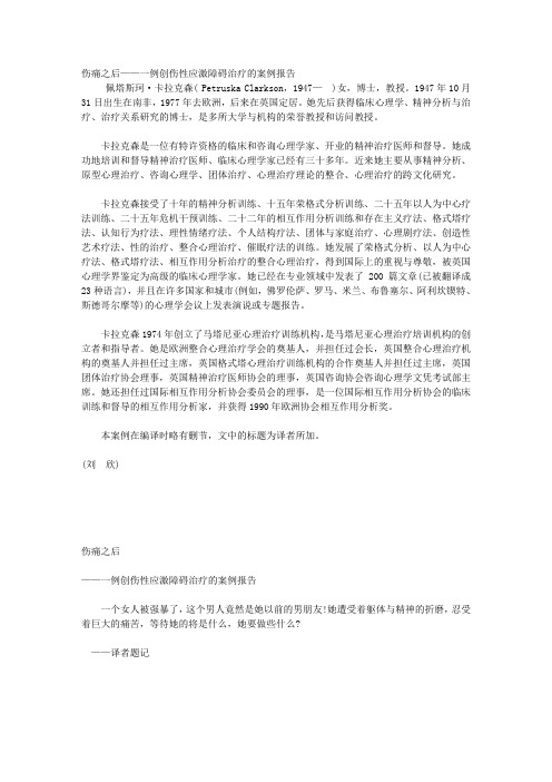 14伤痛之后——一例创伤性应激障碍治疗的案例报告-佩塔斯珂·卡拉克