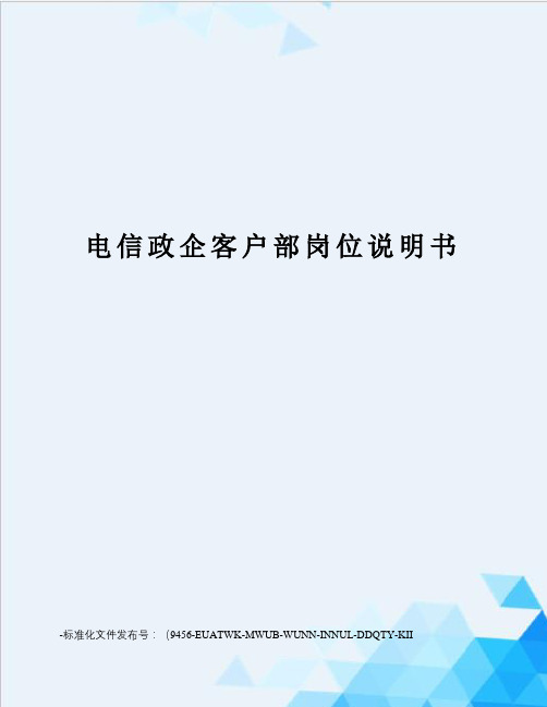 电信政企客户部岗位说明书