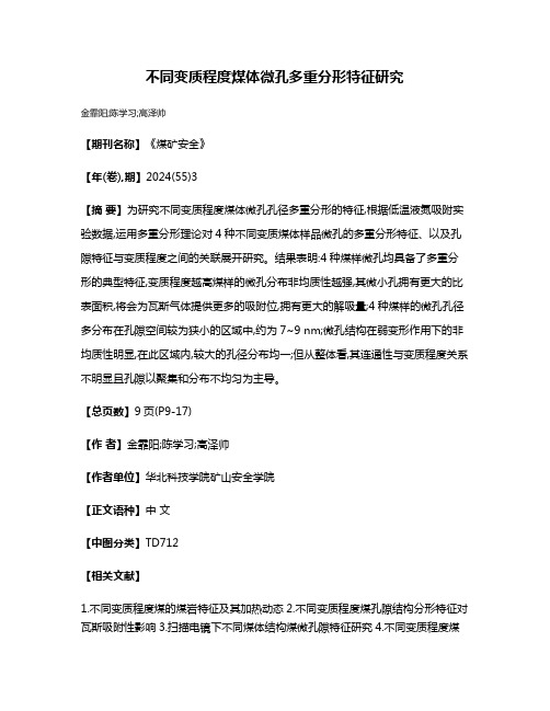 不同变质程度煤体微孔多重分形特征研究