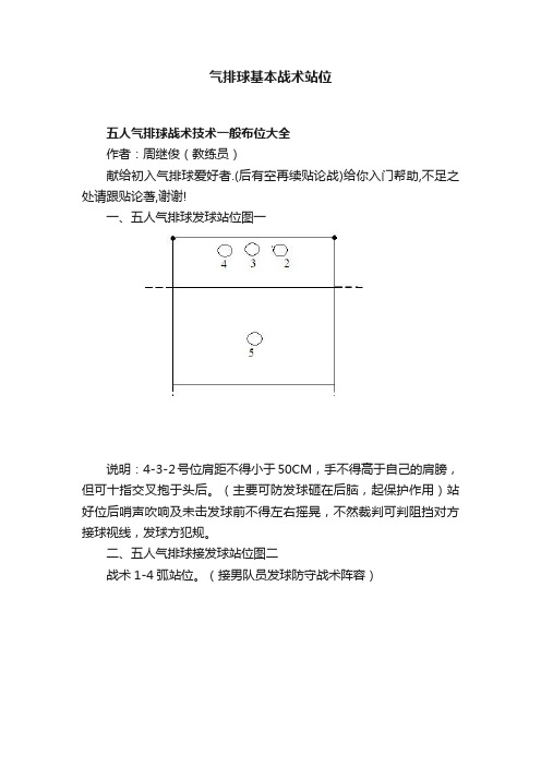 气排球基本战术站位