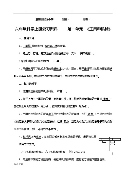 六年级科学(上册)第一单元知识点整理好的