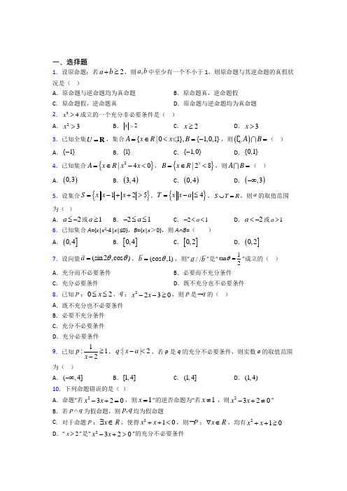 深圳中央教科所南山附属中学必修第一册第一单元《集合与常用逻辑用语》检测题(有答案解析)