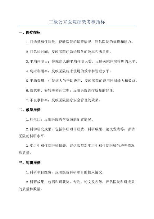 二级公立医院绩效考核指标