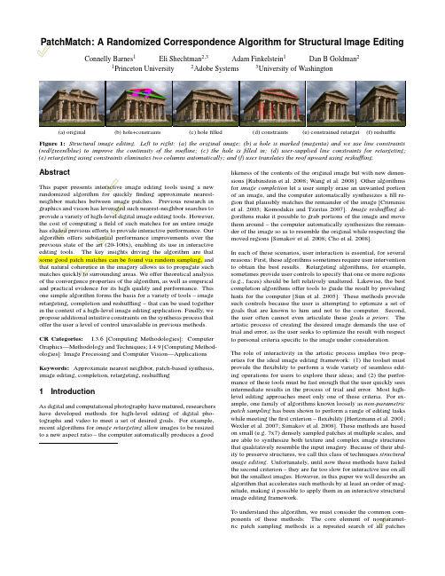 PatchMatch A Randomized Correspondence Algorithm for Structural Image Editing