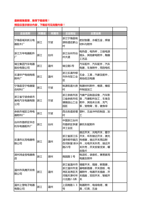 新版浙江省电器附件工商企业公司商家名录名单联系方式大全932家