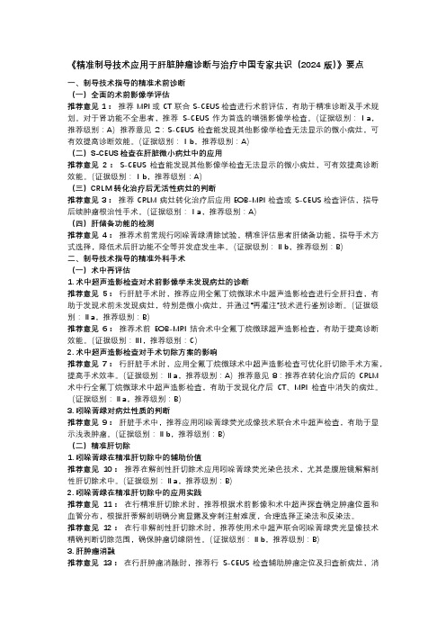 《精准制导技术应用于肝脏肿瘤诊断与治疗中国专家共识(2024版)》要点