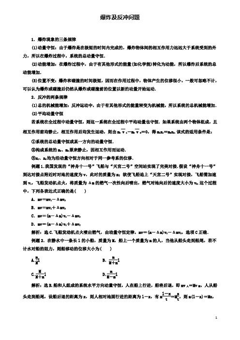 高考物理动量冲量精讲精练爆炸及反冲问题