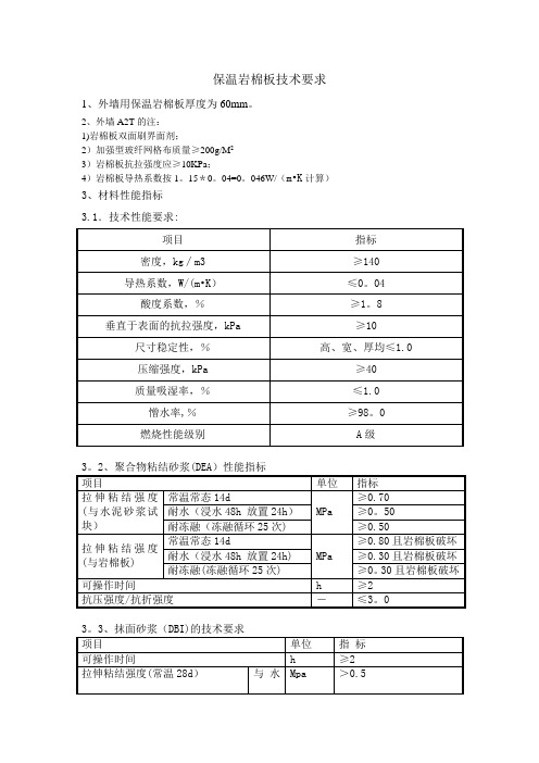 保温岩棉板技术要求