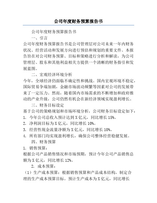 公司年度财务预算报告书