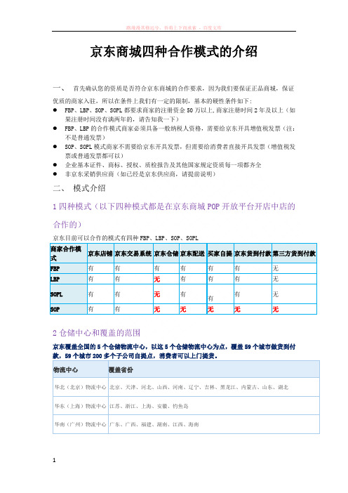 京东四种合作模式介绍 