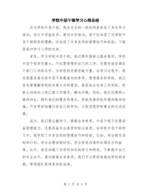 学校中层干部学习心得总结