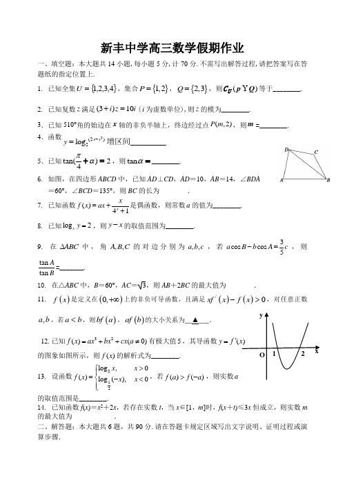 新丰中学高三数学假期作业