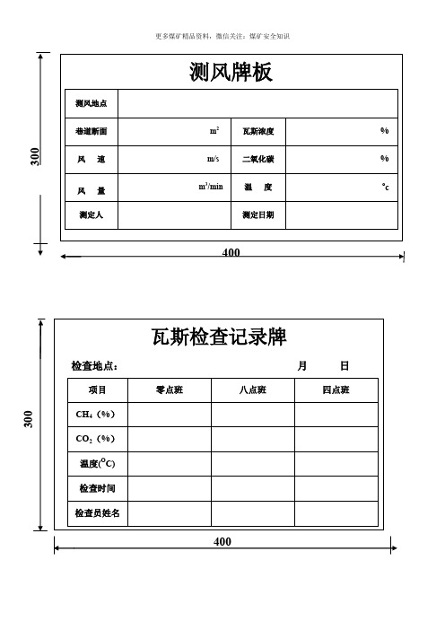 煤矿通风各种牌板大全