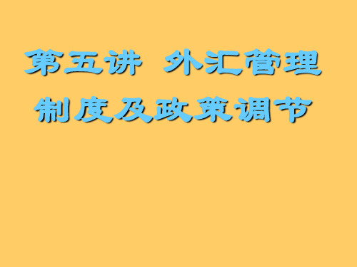 第五讲 外汇管理制度及政策调节