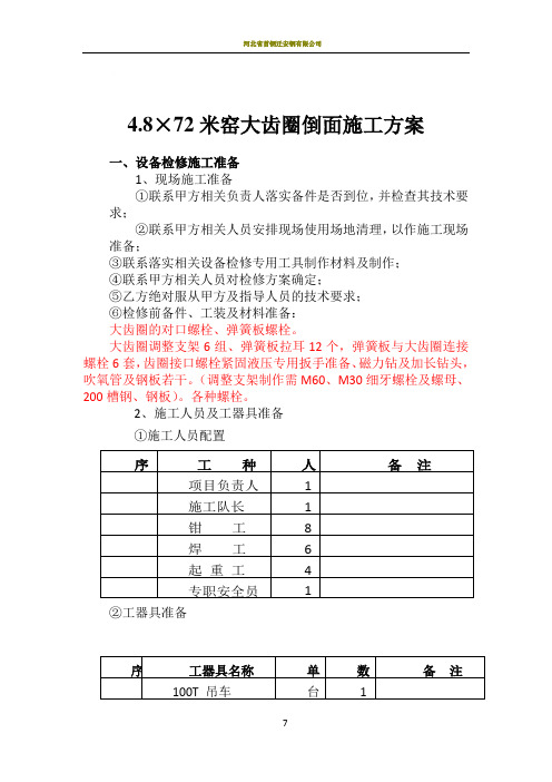 窑大齿圈倒面施工方案-修改