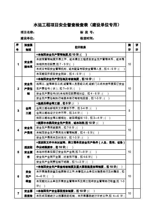 水运工程项目安全督查检查表