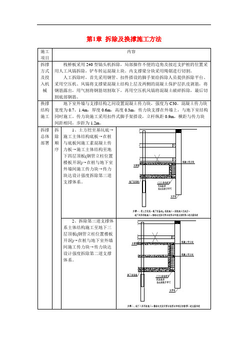 拆撑及换撑施工方法