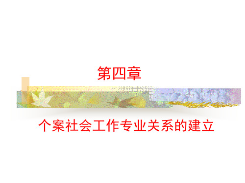 第四章个案社会工作专业关系的建立