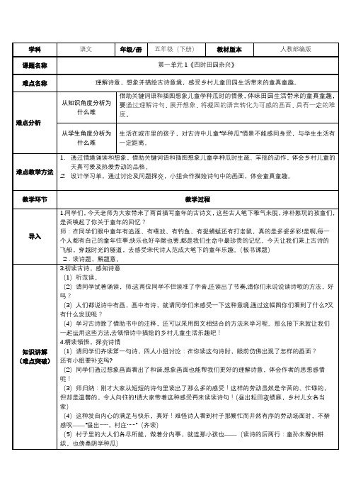 部编版五年级下册语文-五二下语文《1.古诗三首 四时田园杂兴 其三十一》优秀获奖课件精选3篇ppt