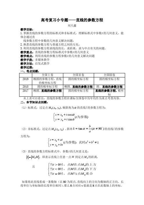 直线的参数方程优秀教案