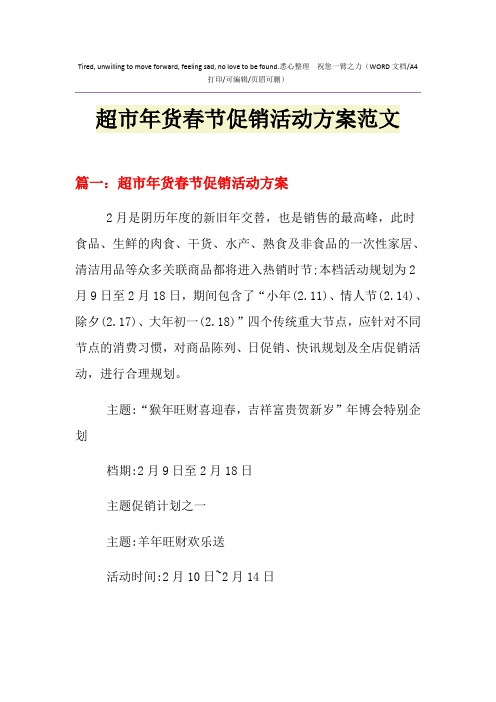 2021年超市年货春节促销活动方案范文