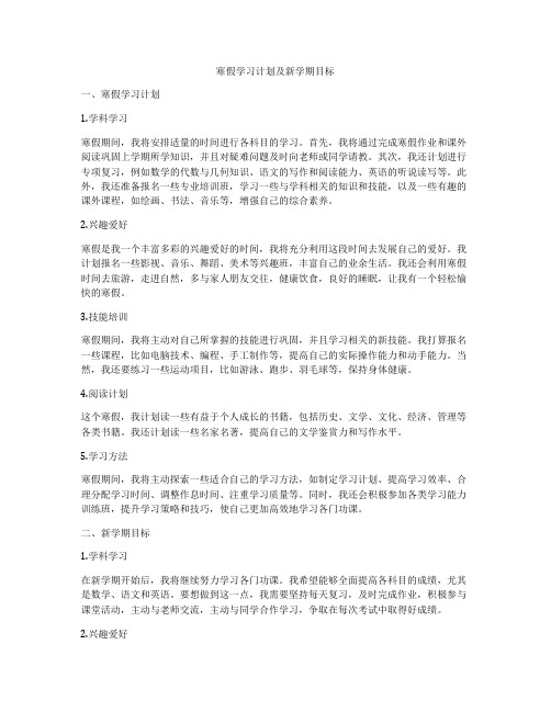 寒假学习计划及新学期目标