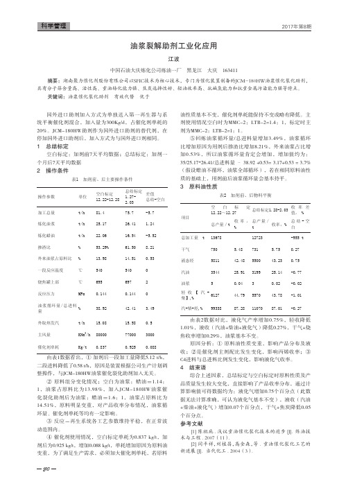 油浆裂解助剂工业化应用