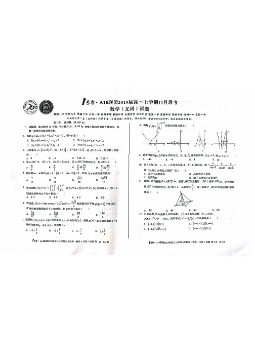 安徽省A10联盟2019届高三11月段考数学(文)试卷(PDF版)