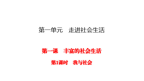 人教部编版八年级上册道德与法治同步练习课间-第1单元 走进社会生活-第1课 第1课时  我与社会