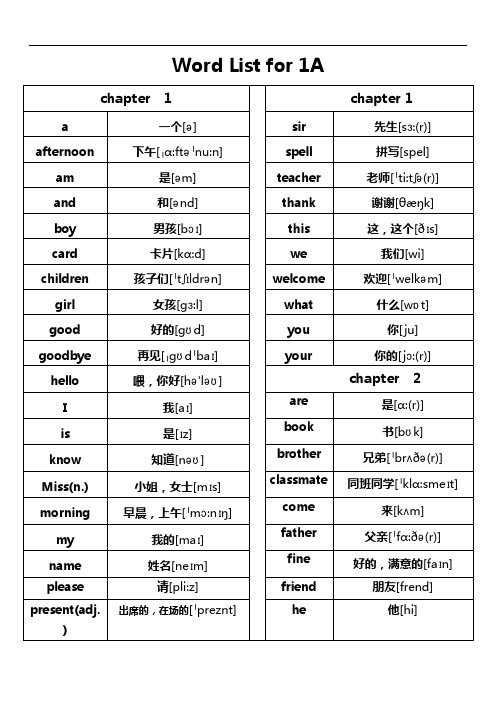 整编汇总香港朗文1A-6B全部单词汇知识整合总(音标版)