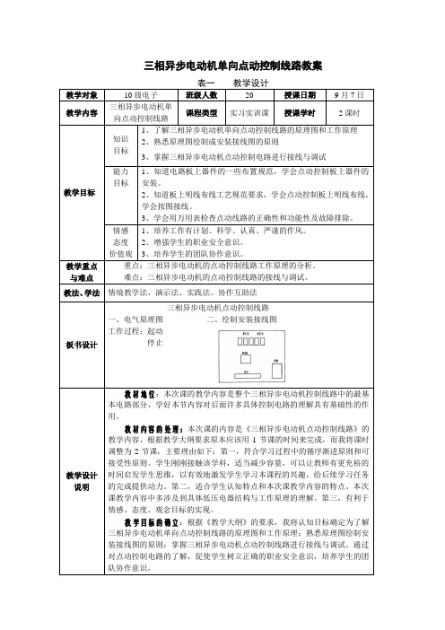 三相异步电动机单向点动控制线路教案