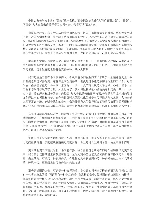 美学学习心得体会范文3篇【精华】