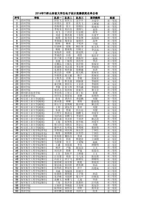 2014电子设计获奖名单公布